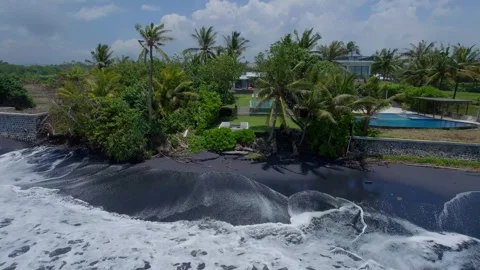 Tropical Beachfront Villa Wedding Setup with Ocean View, Celebration in Paradise Stock Footage 312377440