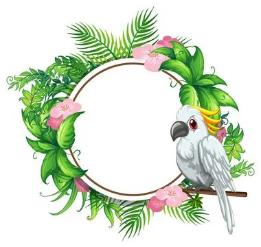 Tropical Bird and Floral Frame Illustration Illustrazione stock
