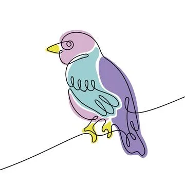 Tropical bird one line vector illustration Stock Illustration