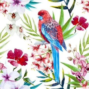 Tropical bird pattern イラスト素材