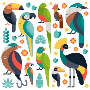 Tropical birds Illustrazione stock