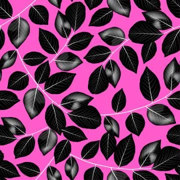 Tropical black leaves in a seamless pattern Stock Illustration