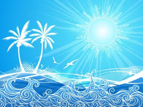 Tropical blue background. Stock Illustration