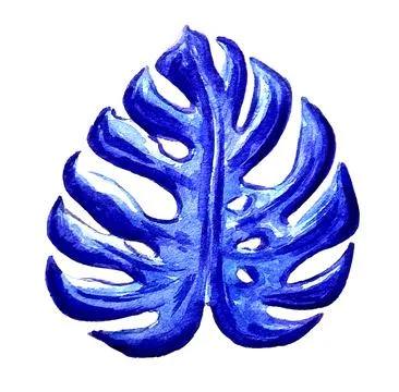 Tropical blue Leaf close-up. Drawing with Markers. Stock Illustration