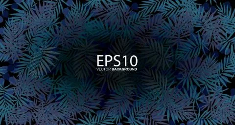 Tropical blue leaf pattern background. Illustrazione stock