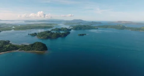 Tropical blue sea surface and islands. Philippines. Stock Footage 245059534