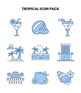 Tropical Blue UI Icons Pack イラスト素材