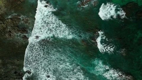 Tropical blue waves from overhead drone Stock Footage 236741894