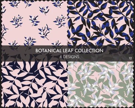 Tropical Botanical Leaf Seamless Pattern Collection Stock Illustration