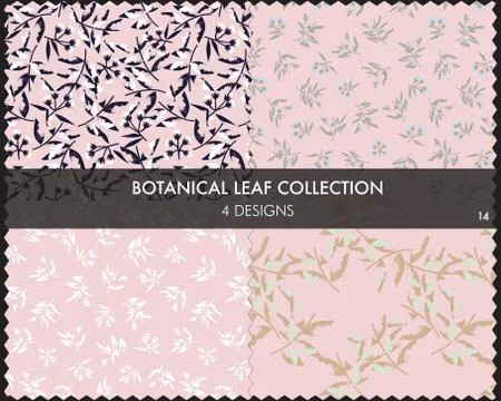 Tropical Botanical Leaf Seamless Pattern Collection Stockillustratie