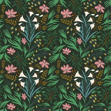 Tropical botanical seamless pattern Stock Illustration
