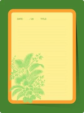 Tropical Botanical Theme Lined Stationery Notepad and Journal Page Template 스톡 일러스트
