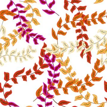 Tropical branches with leaves seamless pattern. Stock Illustration