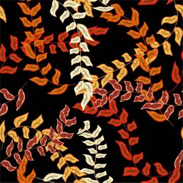 Tropical branches with leaves seamless pattern. Stock Illustration