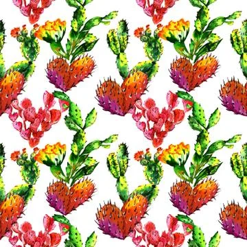 Tropical cactus tree pattern in a watercolor style isolated 스톡 일러스트
