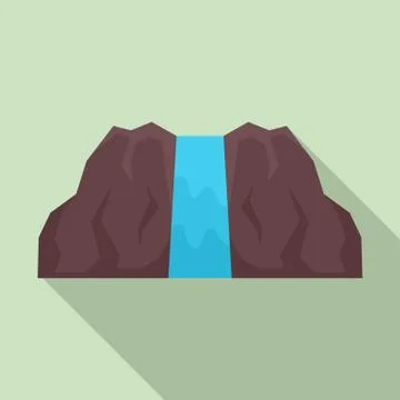 Tropical cascade icon, flat style Stock Illustration