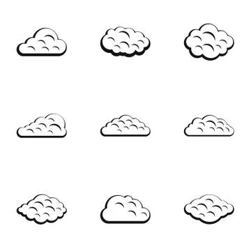 Tropical cloud icon set, simple style Stock Illustration