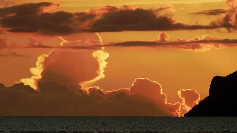 Tropical clouds on horizon in sunset time. Koh Samui. Thailand. Video stock 337765744