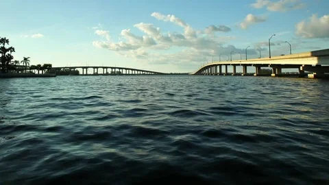Tropical Cloudy Blue Sky Time Lapse with two Bridges Stock Footage 81832001