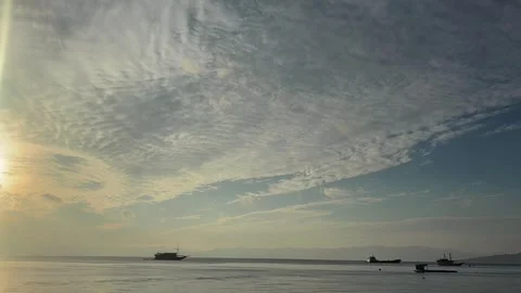 Tropical Coastline Sunset with Moving Clouds Timelapse Stock Footage 342524540