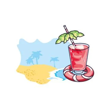 Tropical cocktail drink with float Stock Illustration