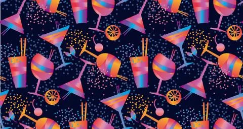 Tropical cocktail seamless pattern Stock Illustration
