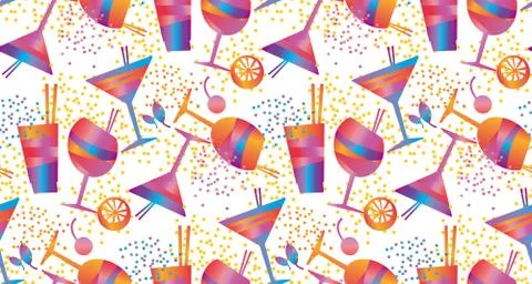 Tropical cocktail seamless pattern Stock Illustration