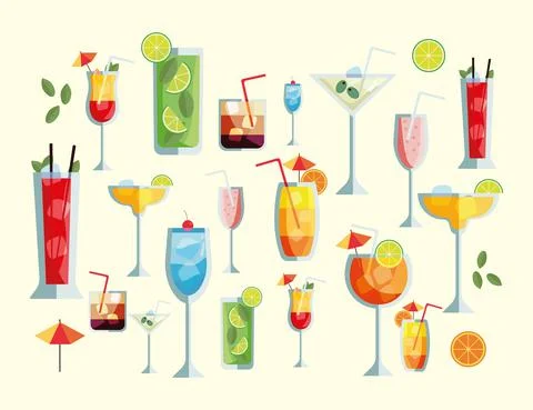 Tropical cocktails pattern Stock Illustration