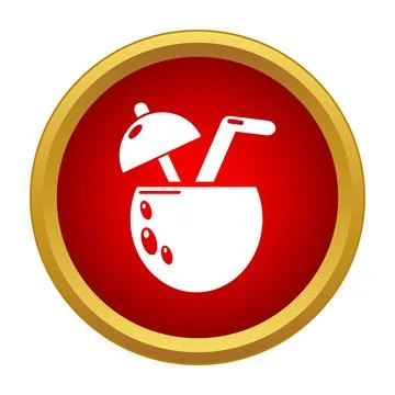 Tropical coconut drink icon symbolizing summer vacation Stock Illustration