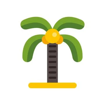 Tropical coconut palm tree flat vector illustration icon Stockillustratie