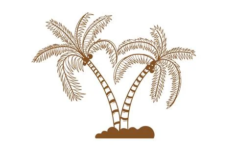 A tropical coconut trees summer background.Vector illustration. Stock Illustration