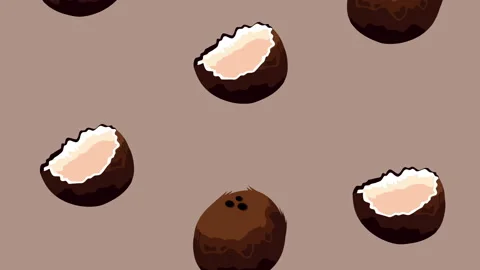 Tropical coconuts fresh fruits pattern Stock Footage 155380624