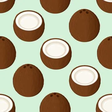 Tropical coconuts seamless pattern repeating background Stock Illustration