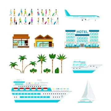 Tropical Cruise Elements Set イラスト素材