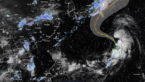 A tropical cyclone developing over the Pacific Ocean Video stock 345711188