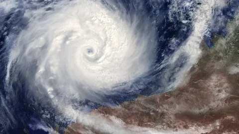 Tropical Cyclone Veronica,  NW coast on Australia, 315 km, Cat 5, March 23, 2019 Stock Footage 106922117