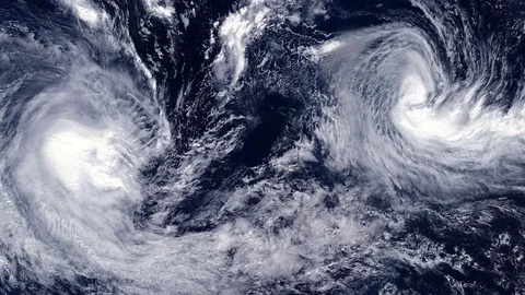 Tropical Cyclones ELLA and DONNA climb up FIJI, 70 knots winds - May 9, 2017 Stock Footage 76874417