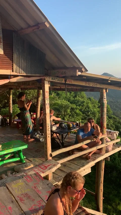 Tropical Deck with Tourists- Stock Footage 175880951