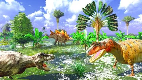 Tropical dinosaur park 库存插图