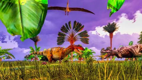 Tropical dinosaur park 스톡 일러스트