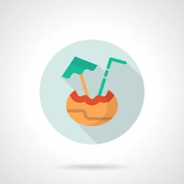 Tropical drinks menu flat round vector icon Stock Illustration