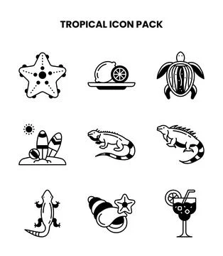 Tropical DuoTone Set Icons Pack イラスト素材