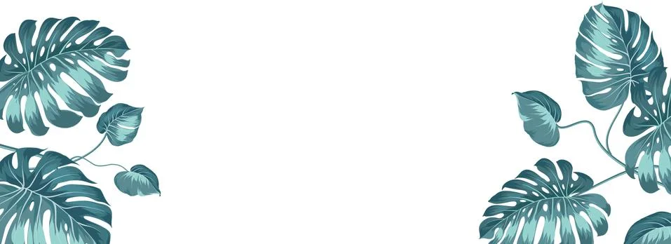 Tropical elements design template. Panoramic simple design with frame leaf Stockillustratie