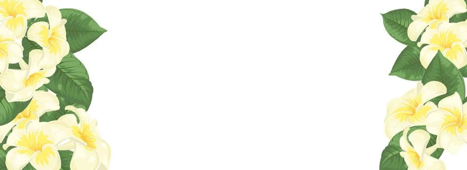 Tropical elements design template. Panoramic simple design with frame leaf Stock Illustration