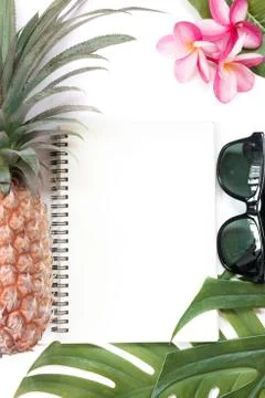 Tropical exotic flat layout text space top view Stock Photos