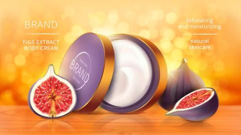 Tropical figs cosmetics realistic vector Stock Illustration