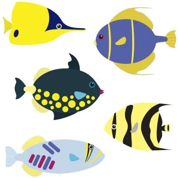 Tropical fish set Stock Illustration