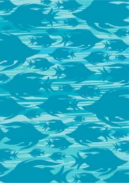 Tropical Fish Silhouette Pattern 스톡 일러스트