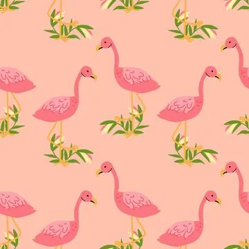 Tropical flamingo pattern design for summer decor and crafts Stock Illustration