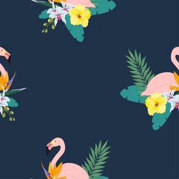 Tropical flamingo pattern Stock Illustration